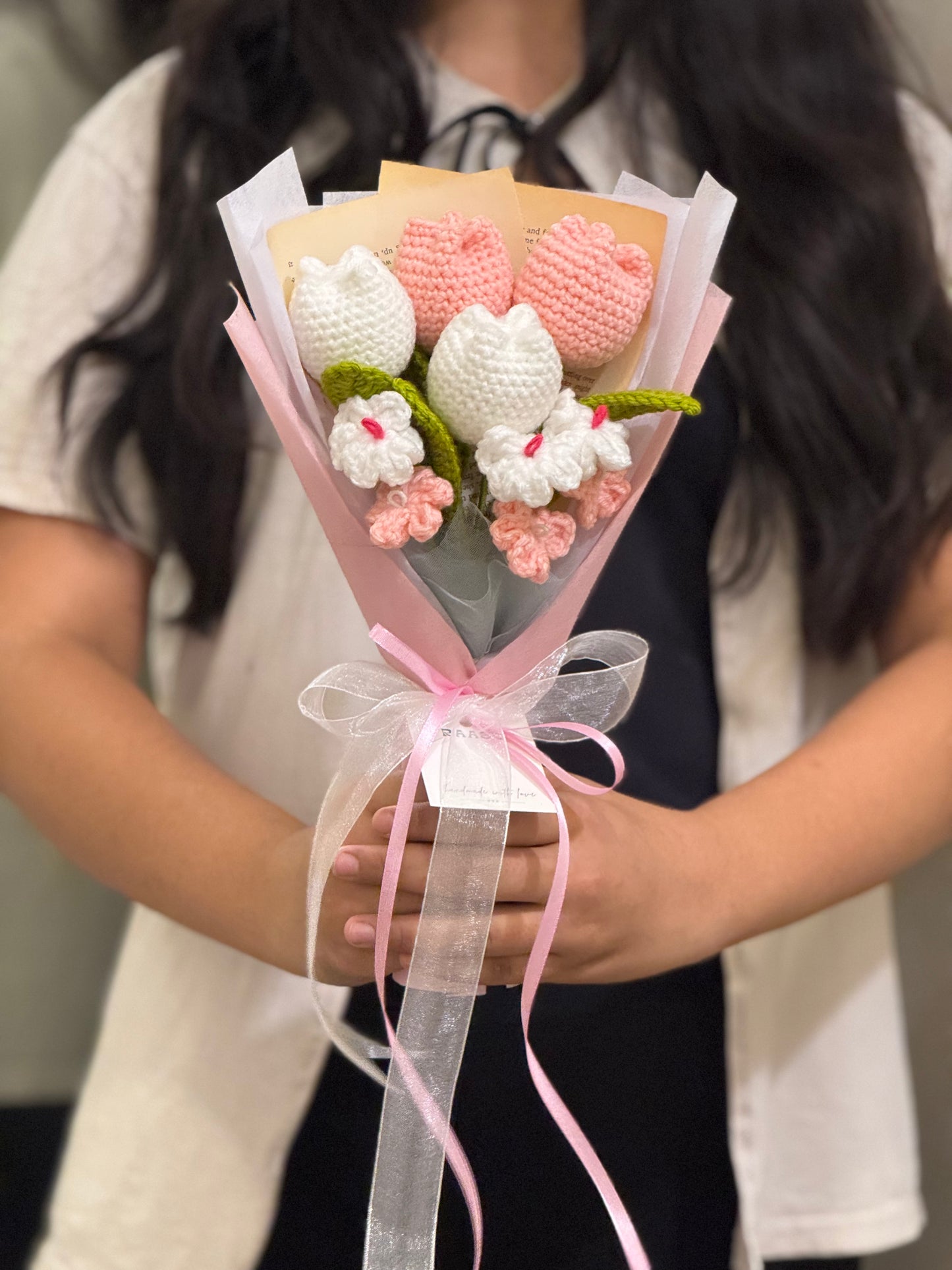 Peach Blossom Crochet Tulip Bouquet