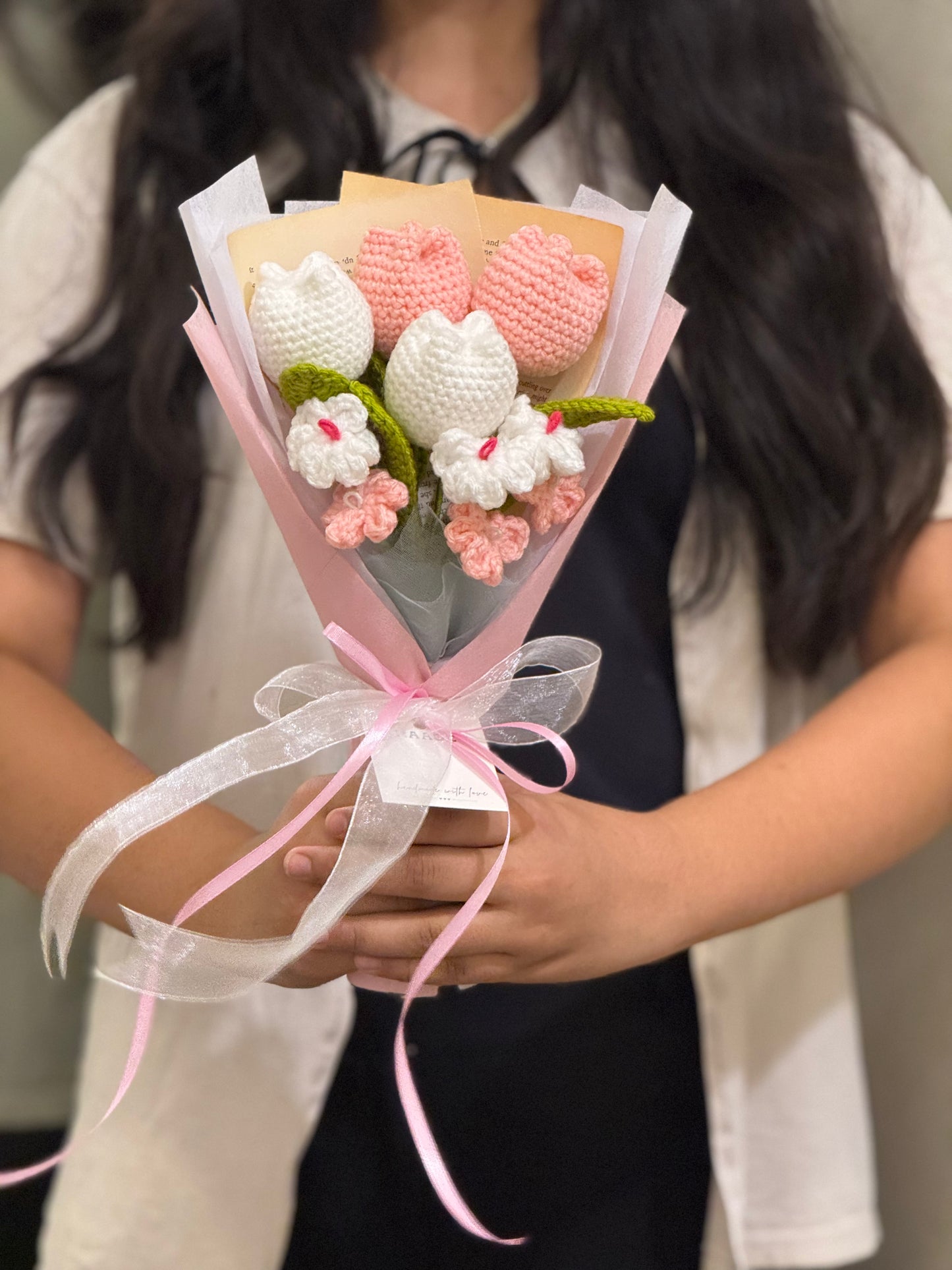 Peach Blossom Crochet Tulip Bouquet