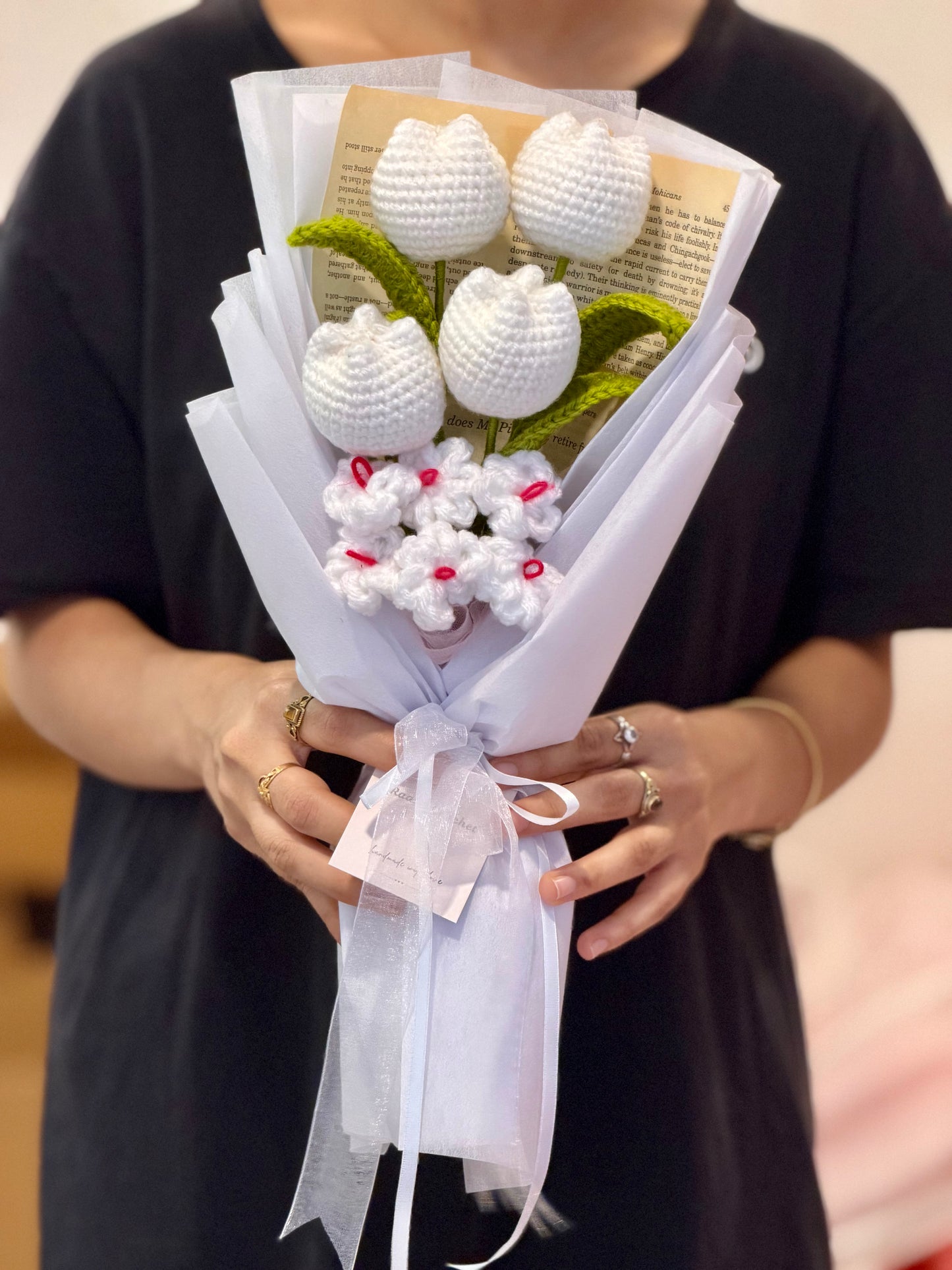 Peach Blossom Crochet Tulip Bouquet