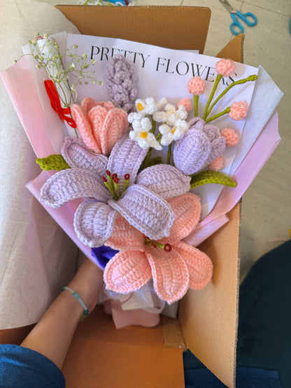 Blush Lily Crochet Bouquet