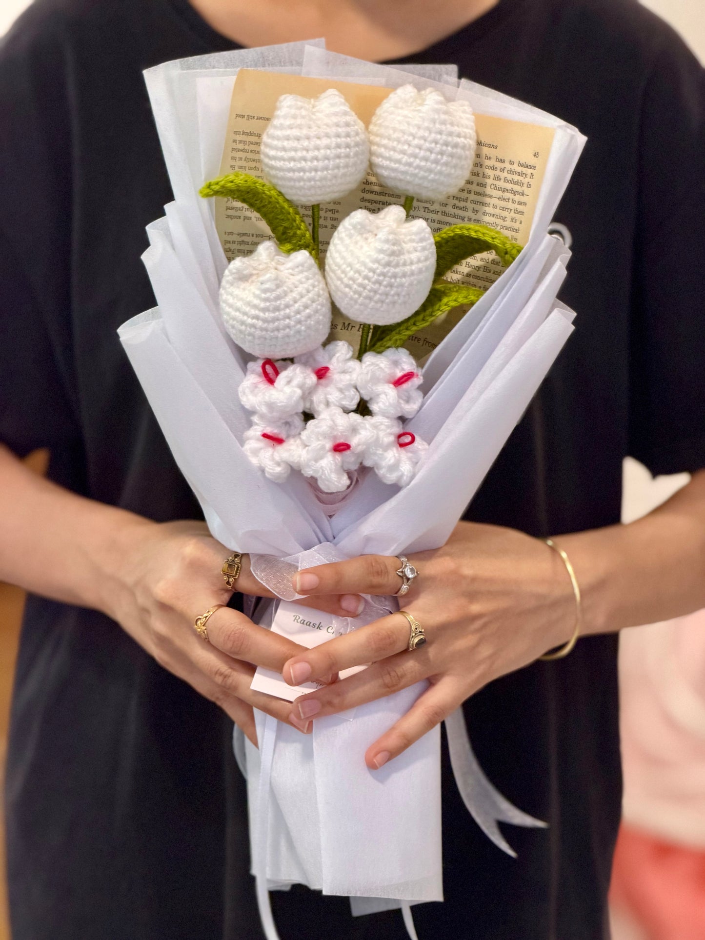 Peach Blossom Crochet Tulip Bouquet