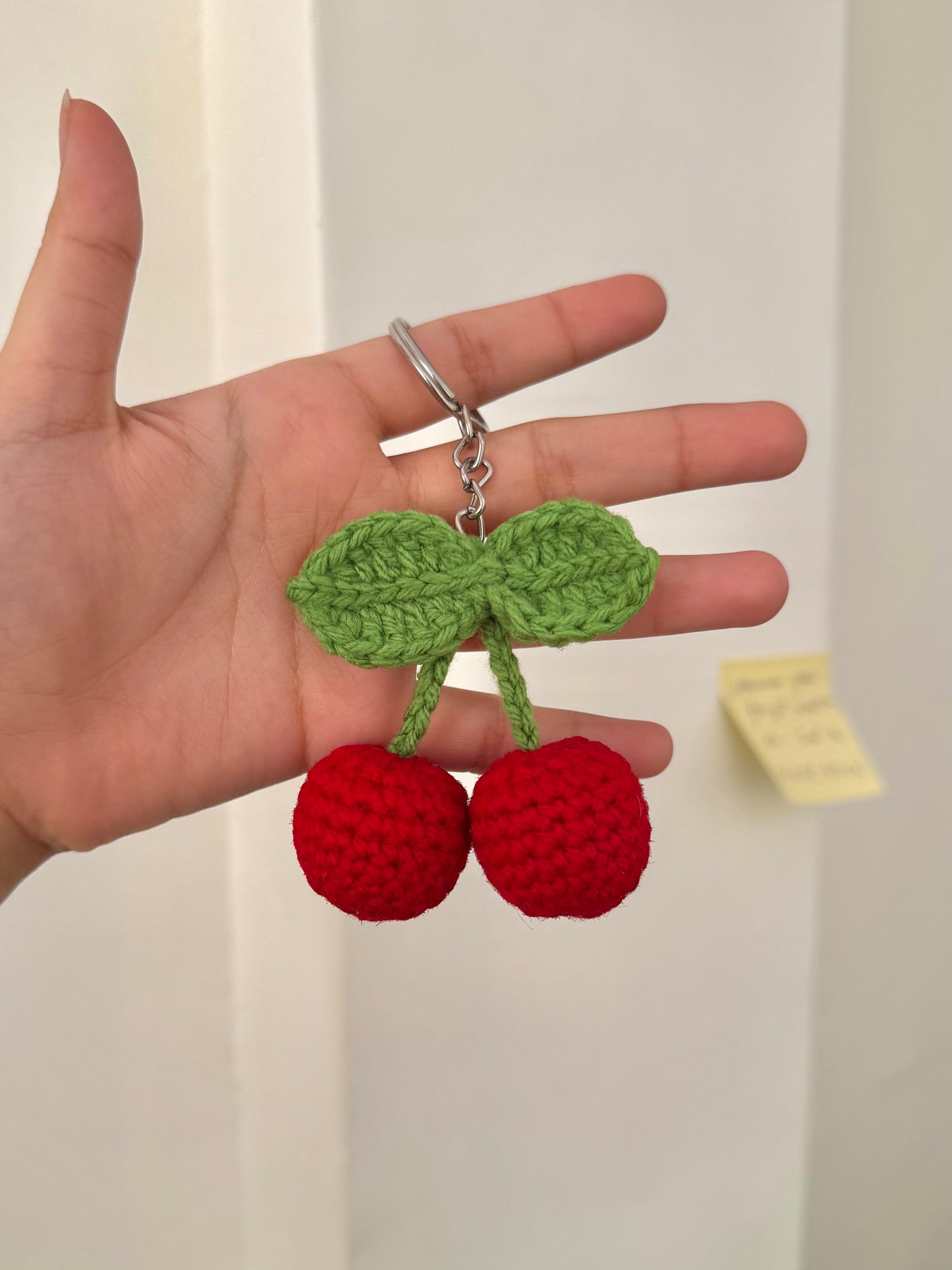 Cherry Charm Crochet Keychain