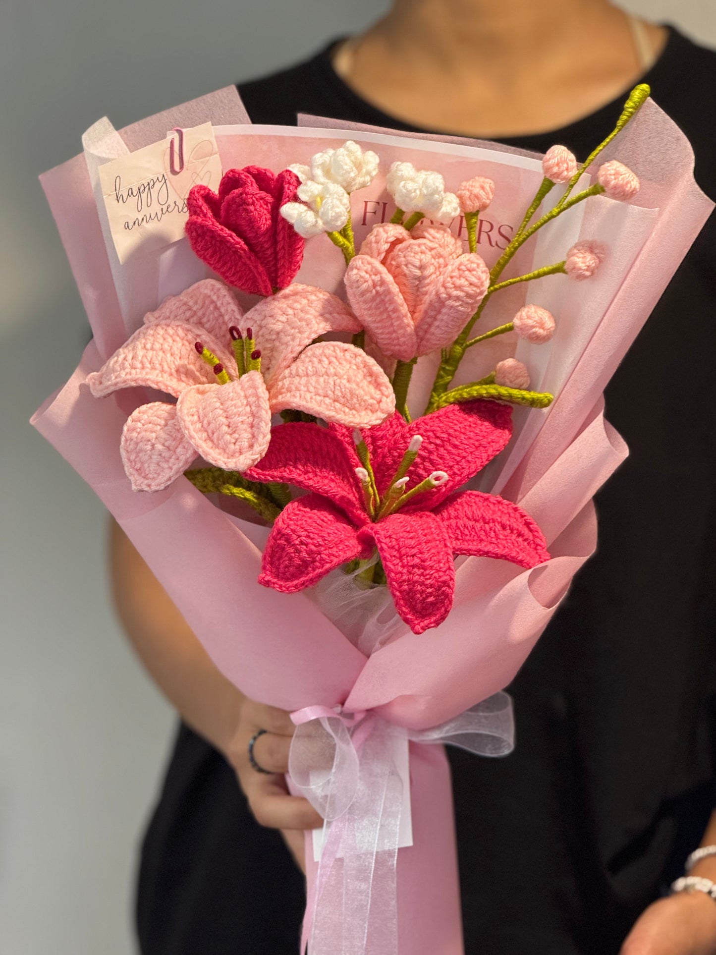 Blush Lily Crochet Bouquet