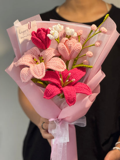 Blush Lily Crochet Bouquet