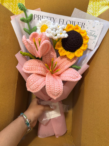 Lily & Sun Crochet Bouquet🌸