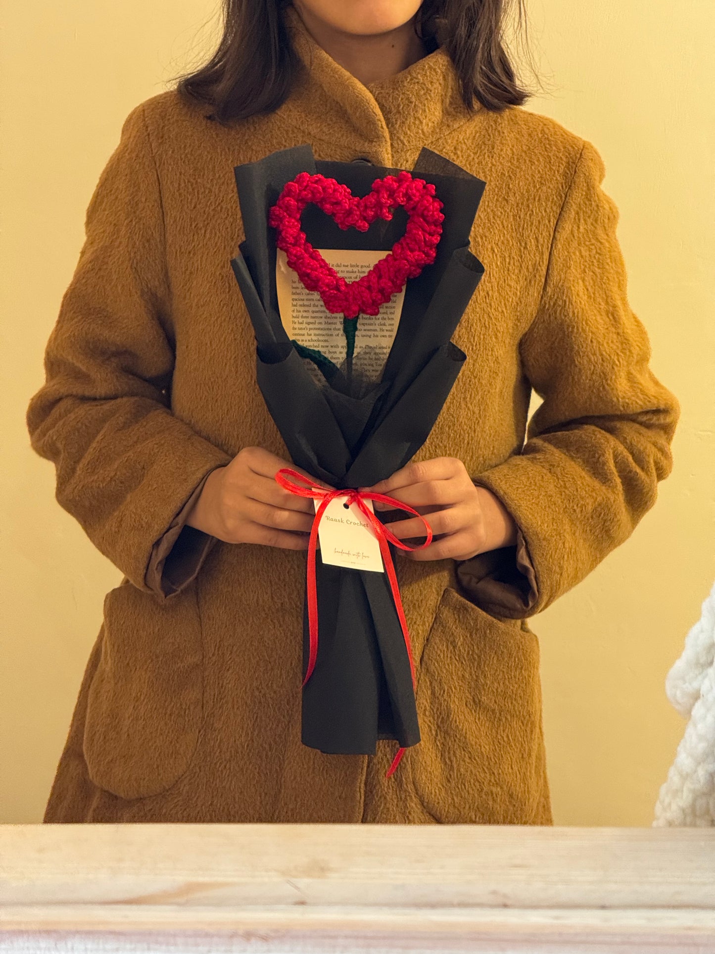 Heart-of-Roses Crochet Bouquet
