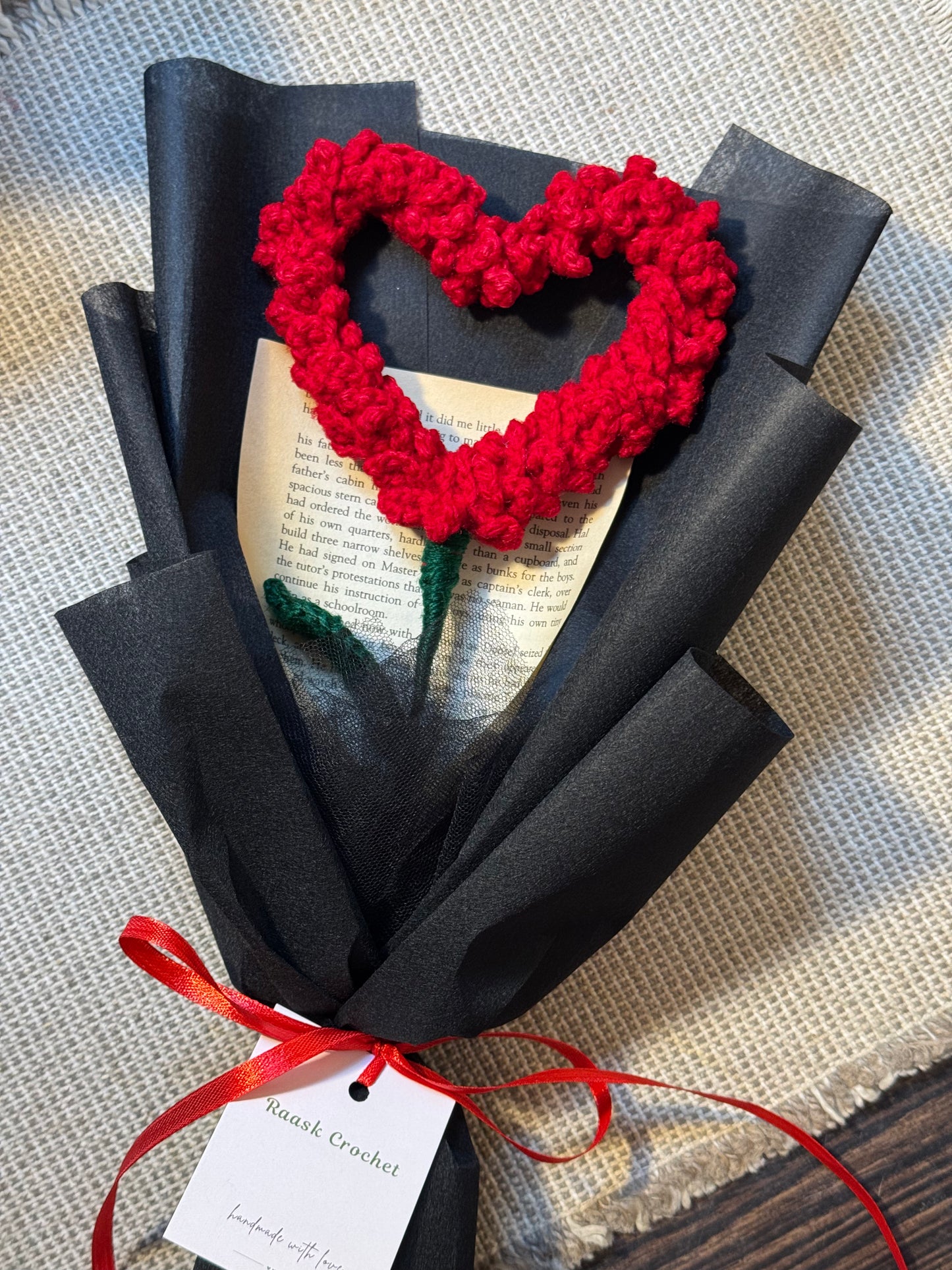 Heart-of-Roses Crochet Bouquet