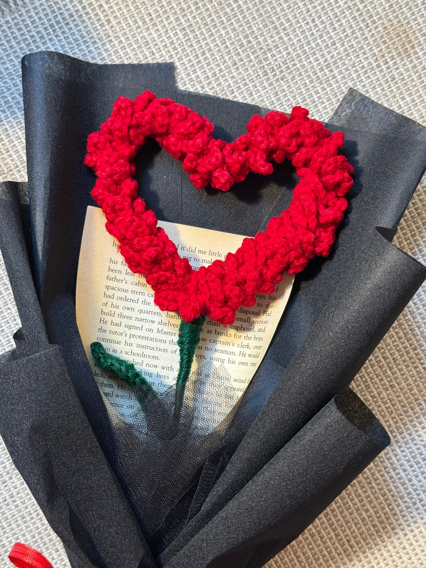 Heart-of-Roses Crochet Bouquet