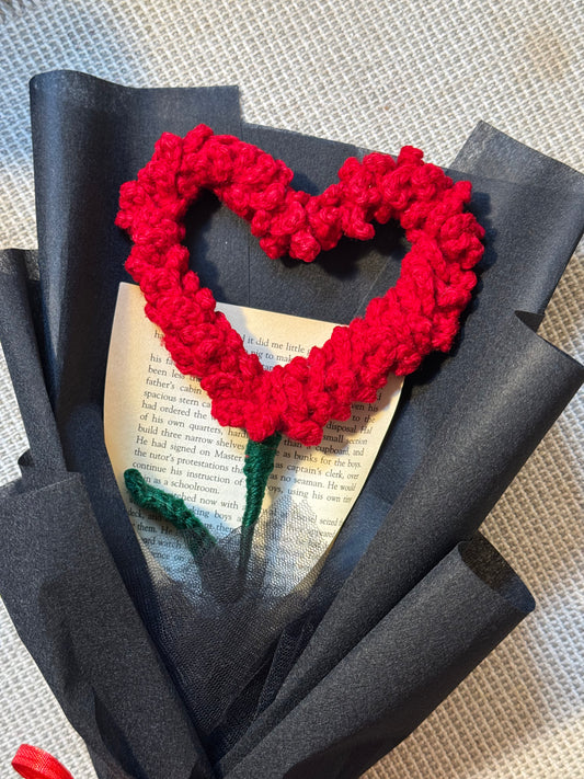 Heart-of-Roses Crochet Bouquet