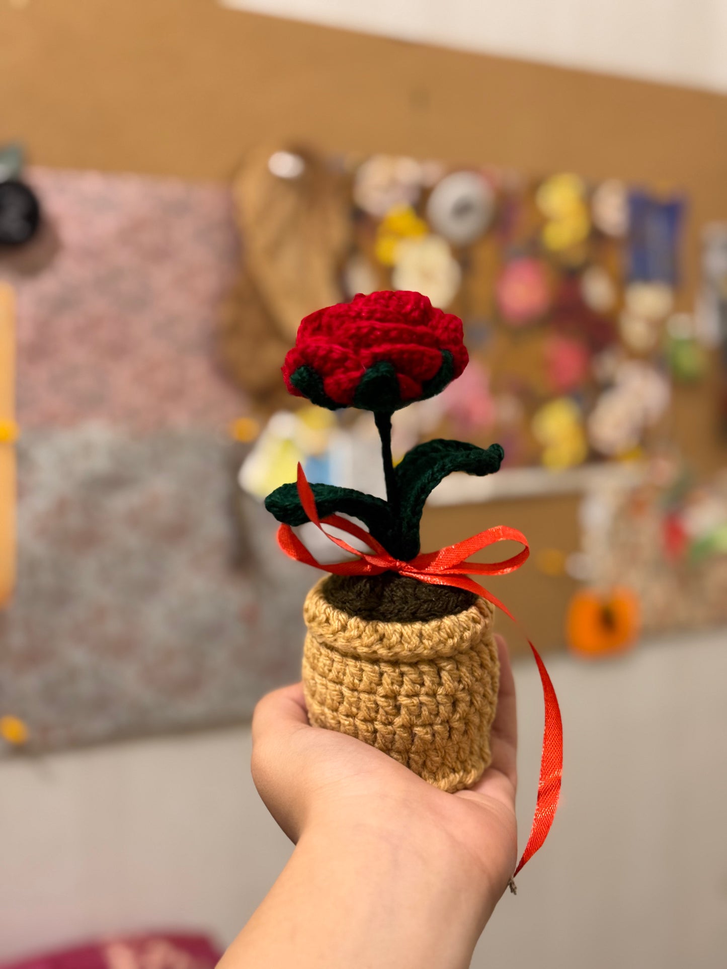 Crochet Rose Pot 🌹