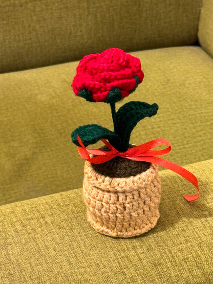 Crochet Rose Pot 🌹